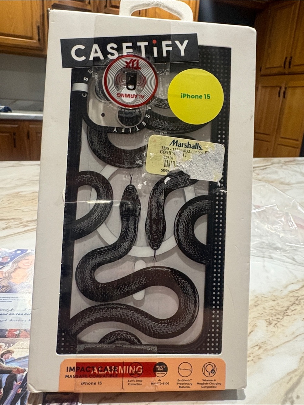 NIB Casetify Clear Case with Black Snake Motif iPhone 15